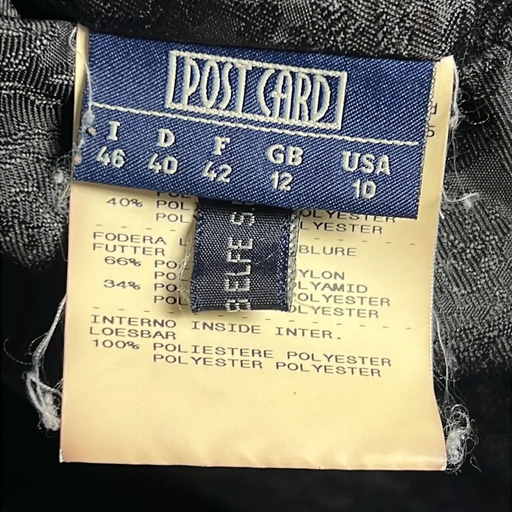 Vintage Post Card Puffy Zip Up Italy Ski Winter‎ Black Jacket Coat Size 10